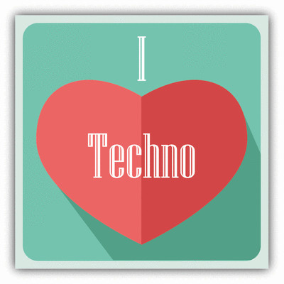 I Love Techno Heart Music Car Bumper Sticker Decal 5'' x 5''