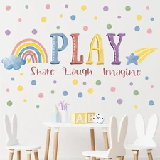 Mfault Playroom Wall Decals Stickers, Inspirational Play Share Laugh Imagine... 