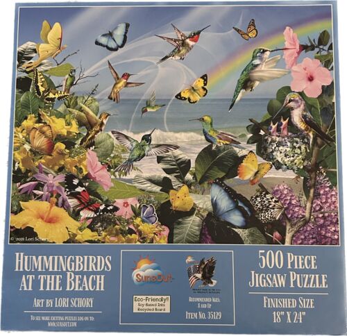 Rompecabezas SunsOut 500 piezas colibríes en la playa 18x24 - Imagen 1 de 3