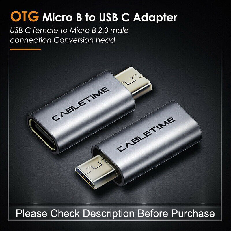 USB-C to Micro USB 2.0 Adapter OTG 480Mbps Fast Charge - CABLETIME