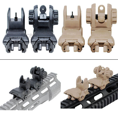 Polymer Flip-up Back-down Front and Rear Sight Complete Set Tan/Black