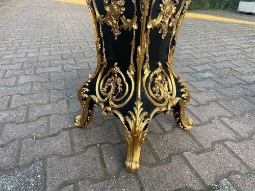 Pedestals Pair Italian Baroque Black Gold Marble Effect Display Stands Vintage - Picture 12 of 14