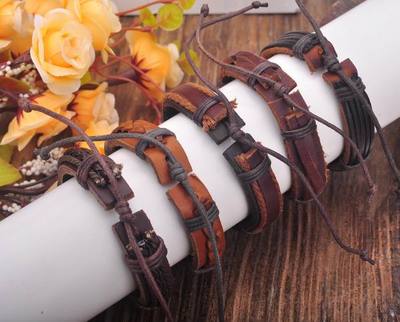 G184 Lot 5pc Cool Braided Leather Hemp Friendship Bracelet Bangle