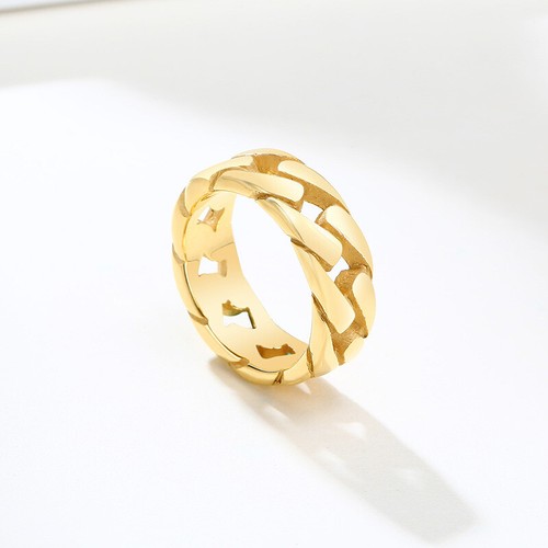 18K Gold Casting Chain Band Hombres Mujeres 5/7mm Acero inoxidable Punk Ring Tamaño 6-12 - Imagen 2 de 9