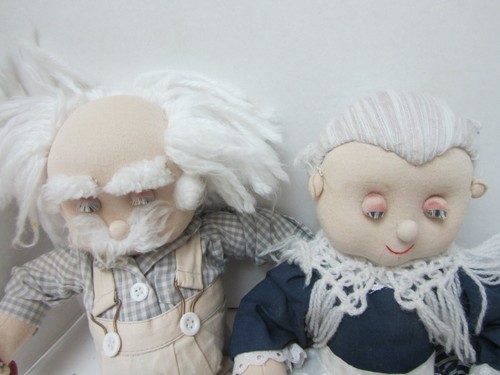 Vintage Grandpa and Grandma Doll Set, 15" - Picture 2 of 13