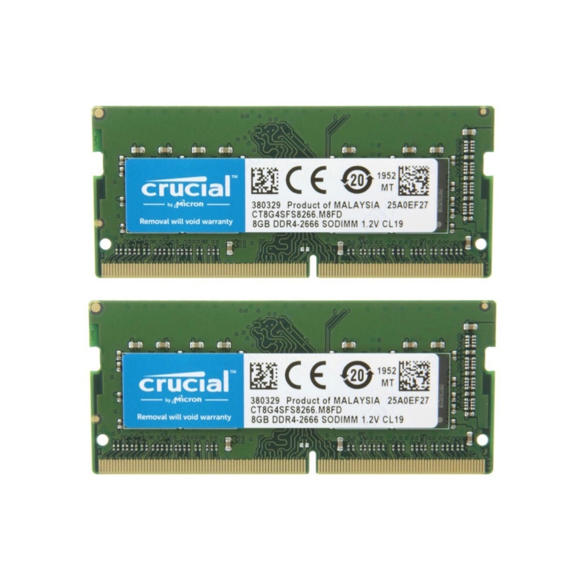 Crucial 16GB 2X8GB DDR4 2666MHz PC4-21300 Laptop SODIMM Memory Ram