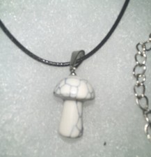 Natural Howlite Mushroom Boho Psychedelic Hippie Black Cord 16 -18 necklace