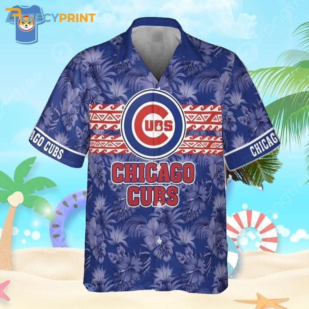 Chicago Baseball Team Cubss Major League Baseball Print Flower Pattern Hawaiian