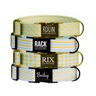 Personalized Dog Collar Leash Set Striped Engraved Name Custom (OG-159)