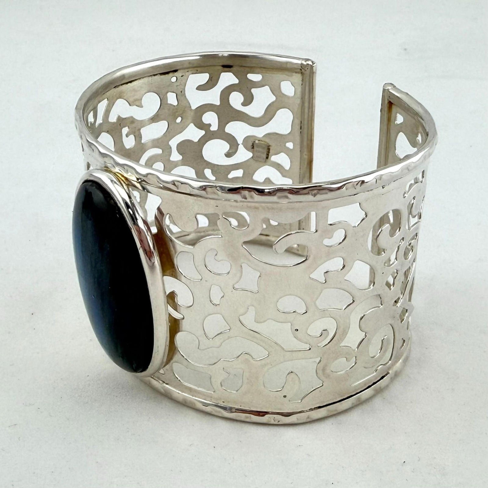 FLASHY Sterling Silver Scroll Work Cuff Bracelet … - image 6