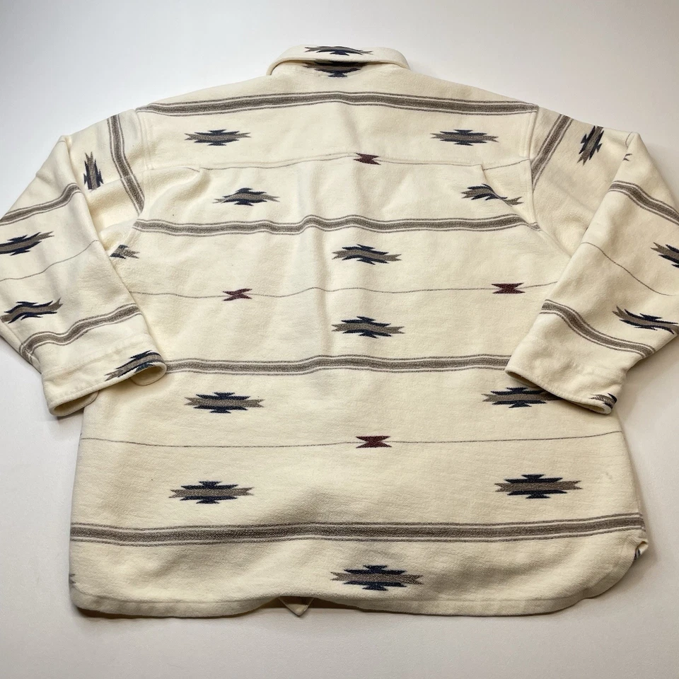 Orvis Aztec Flannel Shacket Shirt Jacket Heavy Cotton Mens Sz L Button Up - Image 3 of 4
