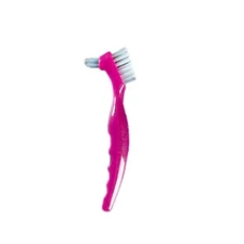 CareBrush Magenta Angled Denture Brushes 12/Pack Ergonomic Handle Dual Head
