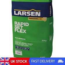 Larsen Rapid Set Flexible Tile Adhesive, White, 20kg for Indoor & Outdoor Tiling