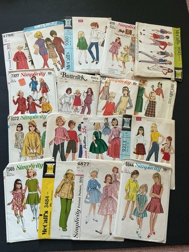 Vintage Sewing Pattern Lot Girls 10 50s 60s 70s Dresses Sportswear Cape More