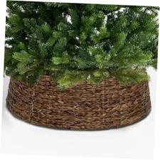  Christmas Tree Collar, 28’’ Hand-Woven Natural Water Hyacinth Dark Brown