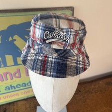 Oshkosh, Blue And Red Checkered Print Bucket Hat, 6 To 12 Months