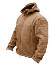Men's Military Tactical Sport Warm Fleece Hooded Outdoor Adventure Large Brown