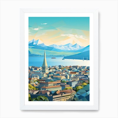 Genf, Schweiz, geometrische Illu gerahmtes Wandbild Poster Leinwanddruck Bild