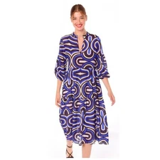 Vilagallo Tammy Navona blue print midi Dress size 46