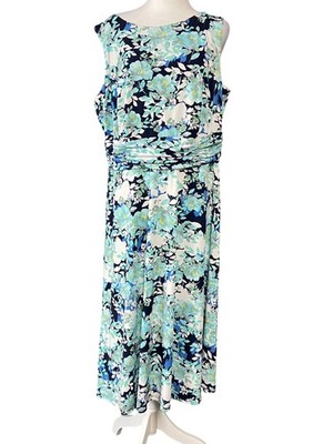 CB Established 1962 Dress Womens 16 Floral Sleeveless Midi Ruched Spring Summer