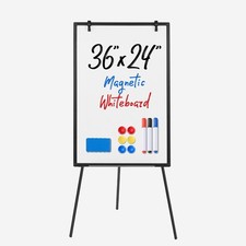 Adjustable Aluminum Easel Whiteboard 36x24 Inches with Tray Magnets Stable