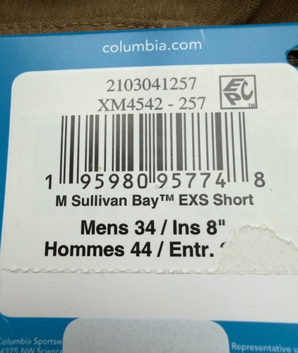 Neu Columbia Herrenshorts Größe 34 Schrittlänge 8" khaki hellbraun braun Gürtel Wandern - Bild 3 von 10