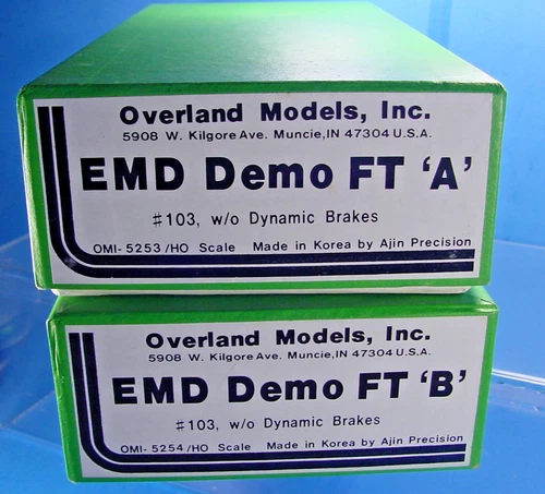 RL HO BRASS OVERLAND EMD DEMO FT A-B DIESEL LOCOMOTIVE SET NEW IN BOXES