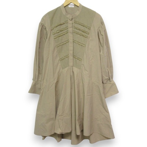 21SS BRUNELLO CUCINELLI Monile Long Sleeve Shirt Dress, Size M, Beige Women USED