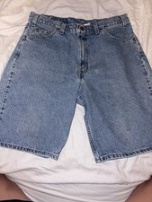 Levi's 550 Men's Blue Jean Denim Shorts Jorts Y2K Sz 36 Relaxed Fit Orange Tab