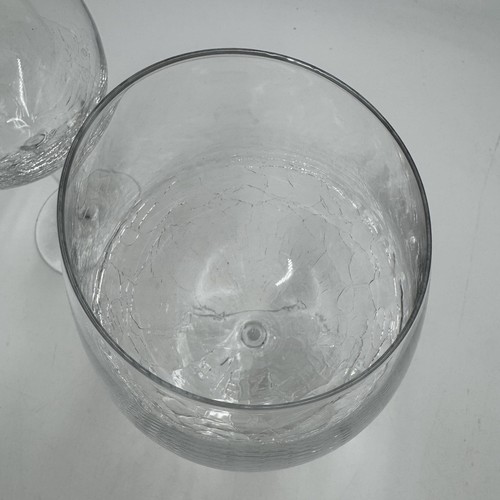 Set 2 Pier 1 One Angled Rim Crackle Goblet White Wine Slant Glasses Clear Lot - Picture 12 of 12