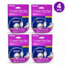  Pack of 4 Bazic Crystal Clear Tape with Dispenser Glossy Finish 3/4" x 1296"