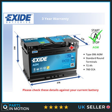 Car Battery EK720 Exide 000915105CC 5GM915105AA 5GM915105BA 7L0915105 7P0915105