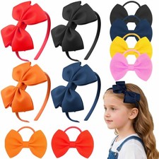 10 PCS Girls Bow Headband Cute Bowknot Hair Tie Set Colorful Hairband Non-sli...