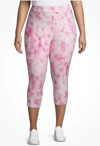 Terra & Sky Plus Size Soft  Pink Tie Dyed Capris  Leggings 3X (24W-26W) NWT