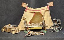 Lot of Lead Soldiers with Tent Tank Stretcher Wounded Soldier and More
