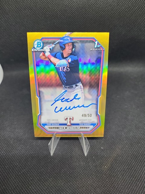 Jack Wheeler 2026 Bowman Autograph Chrome Gold Refractor #49/50 Rangers 1st Auto