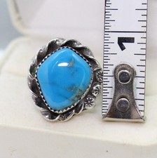 Southwestern Sterling Silver Blue Turquoise Ring Size 9.5