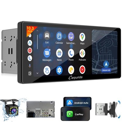 Carpuride Double Din Car Stereo Wireless Carplay Android Auto Car Radio 10.3