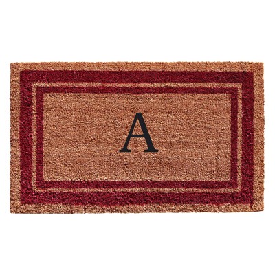 152991830A Burgundy Border 18'' x 30'' Monogram Doormat (Letter A)