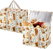 2 Pack Christmas Cooler Bag Insulated Reusable Grocery Shopping Bag, Food Delive