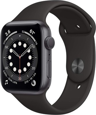 Apple Watch Series 6 (GPS) 40mm Space Gray Aluminum with a Black Spor- MG133LL/A