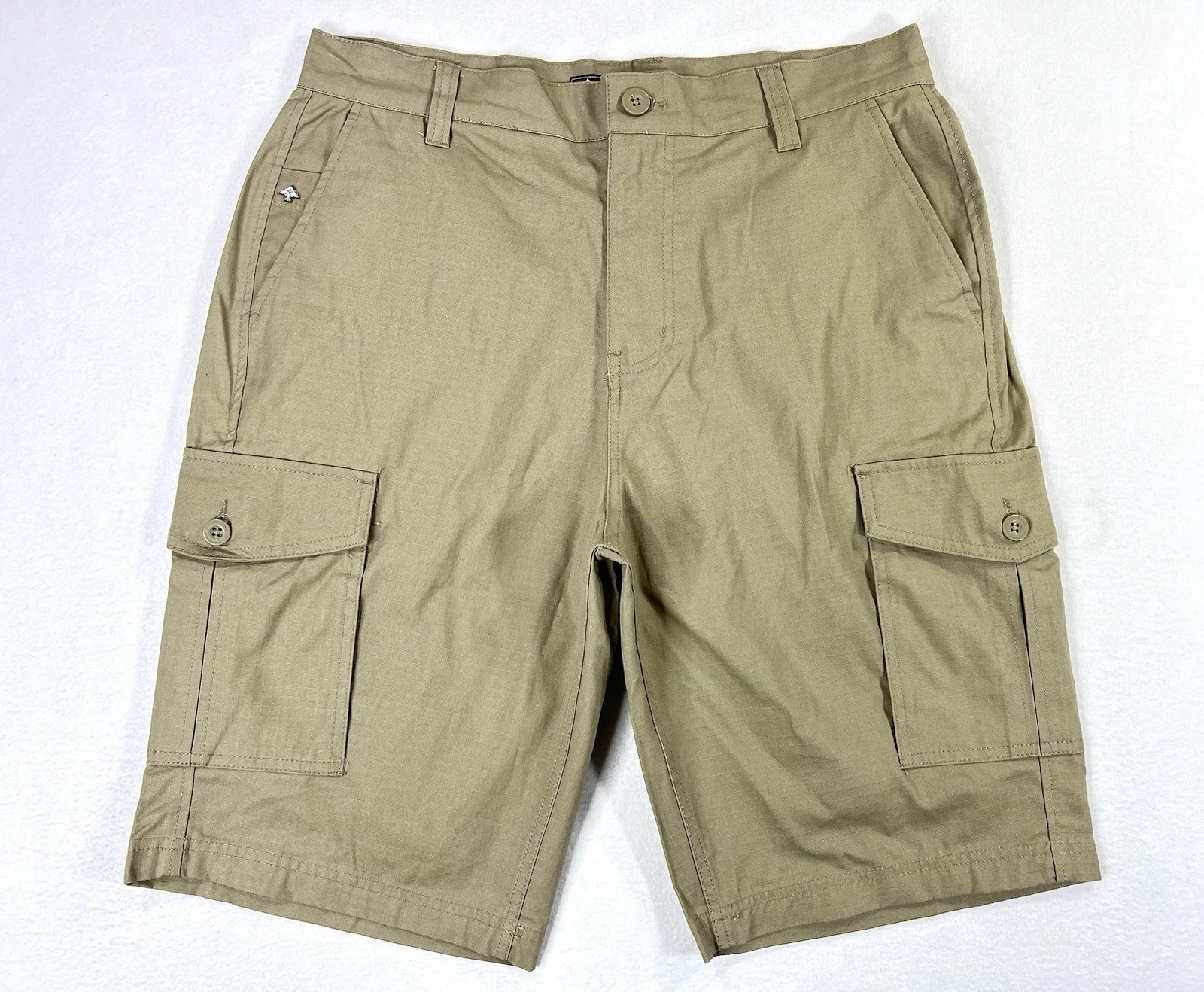 Lifted Research Group LRG Cargo Shorts Pockets Ripstop Khaki Tan 11” Mens 32 New