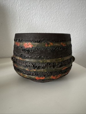 Selten  60/70´s Design RUSCHA Keramik  878 Vase / Blumentopf /Schale  Fat Lava ''