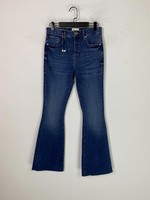 River Island Blue Bootcut Jeans High Rise Raw Hem Stretch UK 10 New