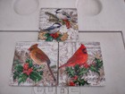 Chad Barrett Birds Coaster Set Holiday Birds Set Of 3 Glossy Cork Backing 4"