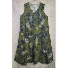 Coldwater Creek Womens Size XL 100% Cotton Dress Hawaiian Resortwear POCKETS!