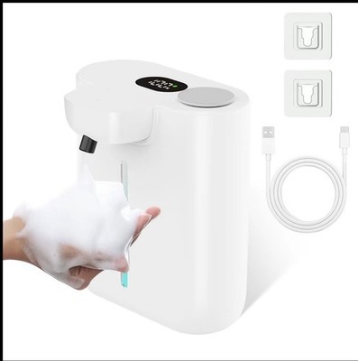 Automatic Touchless Foam Soap Dispenser White Plastic USB Cable Wall Mount