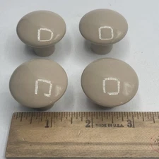 4 Vtg  Porcelain Drawer Pull Cabinet Knobs Round 1" Ball Desert Tan With Screws