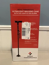 Medic Therapeutics Ultralight Walking Came With LED Lights & Alarm Red Foldable