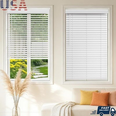 Cordless Faux Wood Blinds Privacy Kitchen Bathroom Home Office Easy Install New